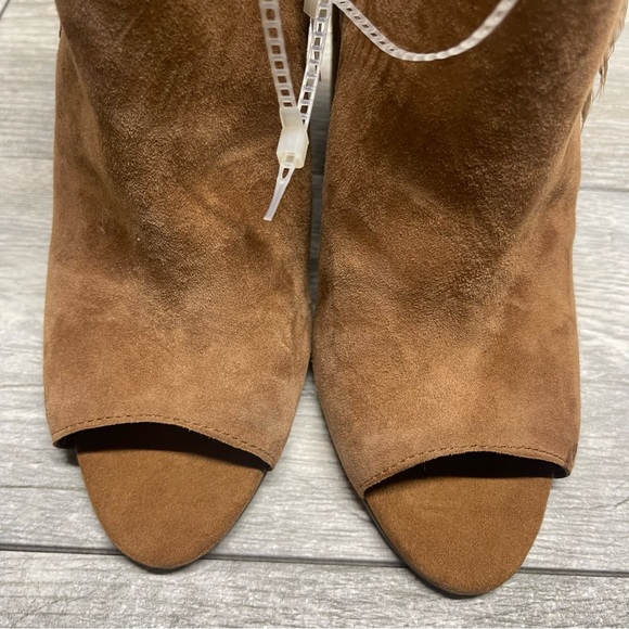 Jessica Simpson brown leather ankle boots open toe size 8.5M - Picture 10 of 10